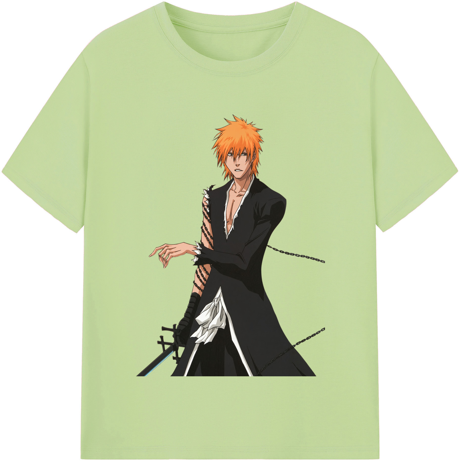 （画像用） ブリーチ 黒崎一護（くろさき いちご）BLEACH Kurosaki Ichigo 綿100％半袖Tシャツ（フロントプリント）